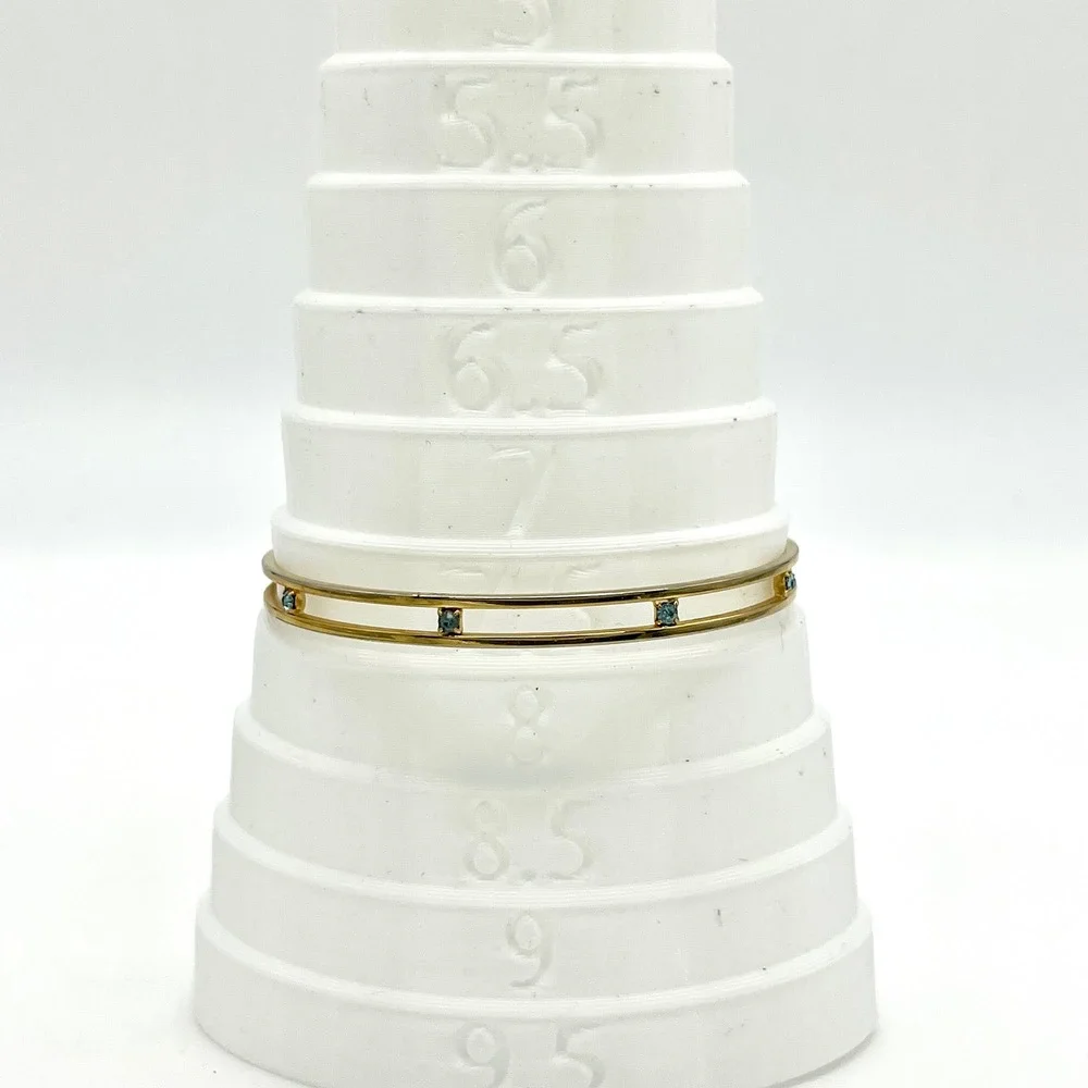 Gold Bangle Bracelet with Blue Stone‎ Accents - Fashion Jewelry